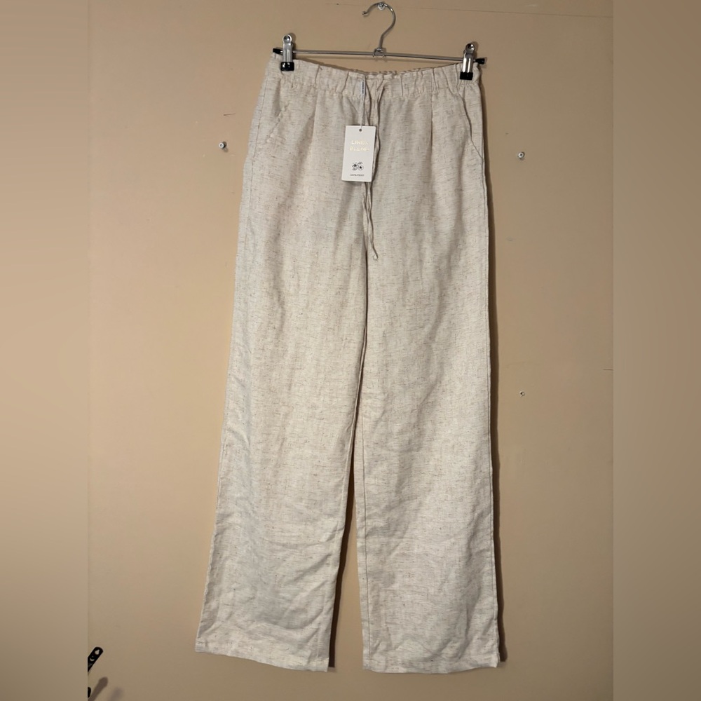 Lily & Peony Cream Linen Blend Women's Trousers